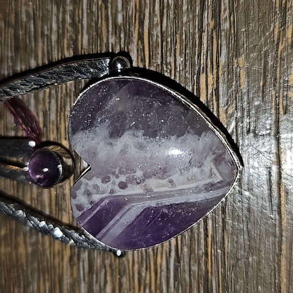 New Chevron Amethyst Heart ❤️ Pendant - Picture 6 of 7